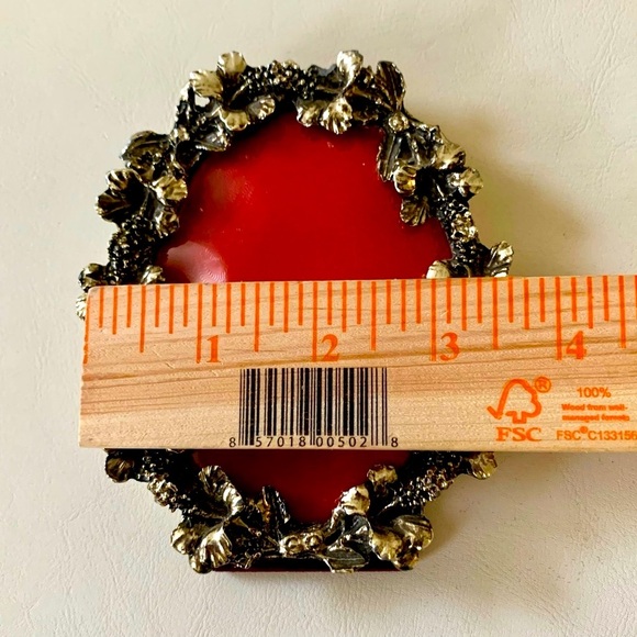 Vintage Oval Gold Metal Hibiscus Flower Frame 3.5/4.5 Inch - Picture 7 of 11